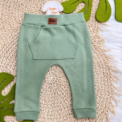 Conj. Body Manga Curta Animais Fofos e Calça - Verde